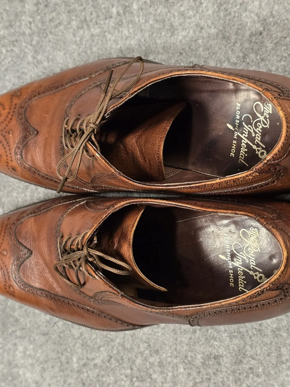 The Royal Imperial Florsheim Shoe Classic Brown Wingtip Leather Dress Shoes